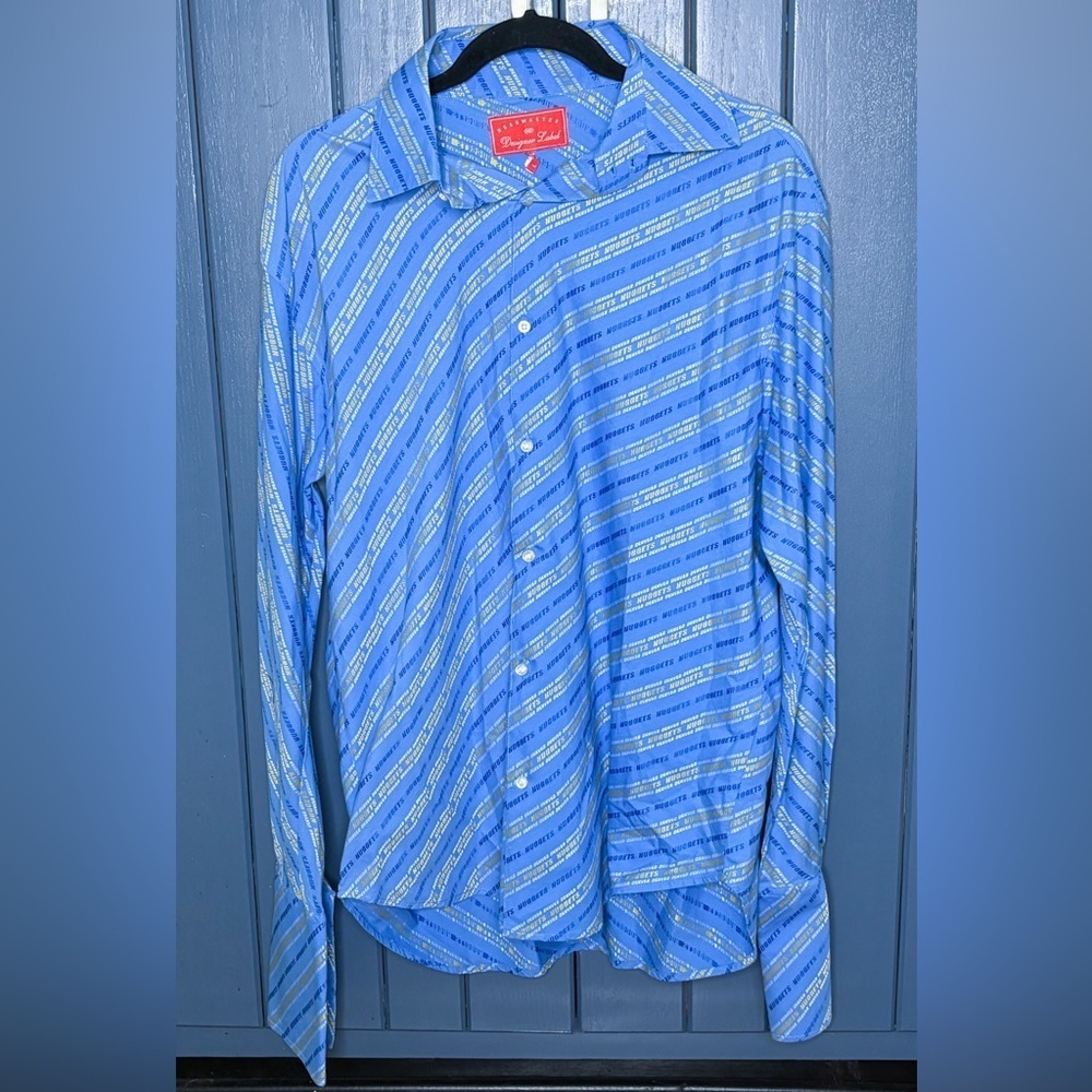 Headmaster Designer Label Denver Nuggets Blue Button Up Shirt Large Basketball